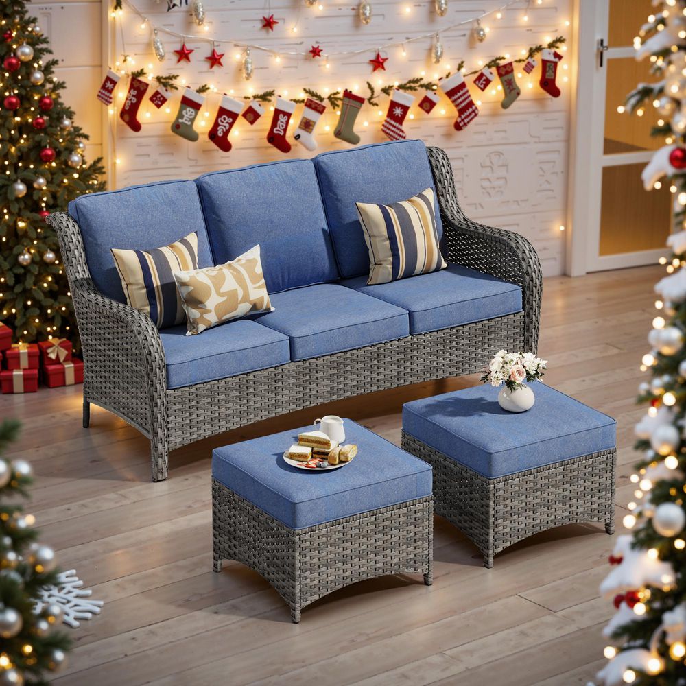 10 & “Harmony” COMPLETE BOX Caodoc Clario 3-Seat Wicker Outdoor Couch Patio Sofa Sectional Set