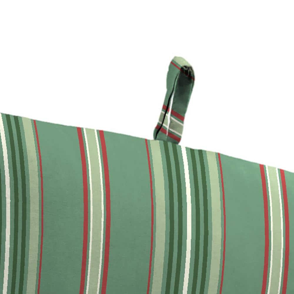 Juanita Almond Green Stripe Outdoor Chair Cushion with Ties and Hanger Loop