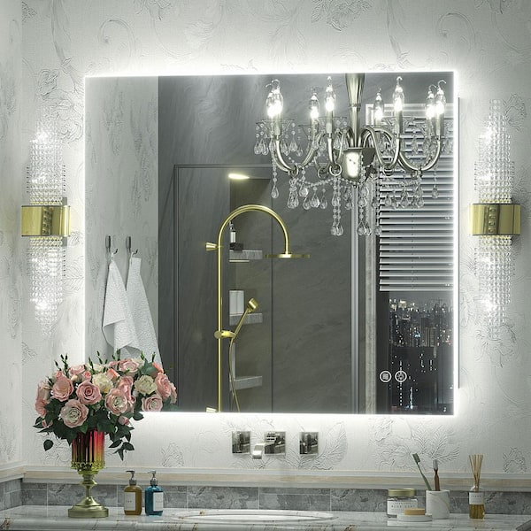 Apmir 32 in. W x 36 in. H Rectangular Frameless Super Bright Backlited LED Anti-Fog Tempered Glass Wall Bathroom Vanity Mirror