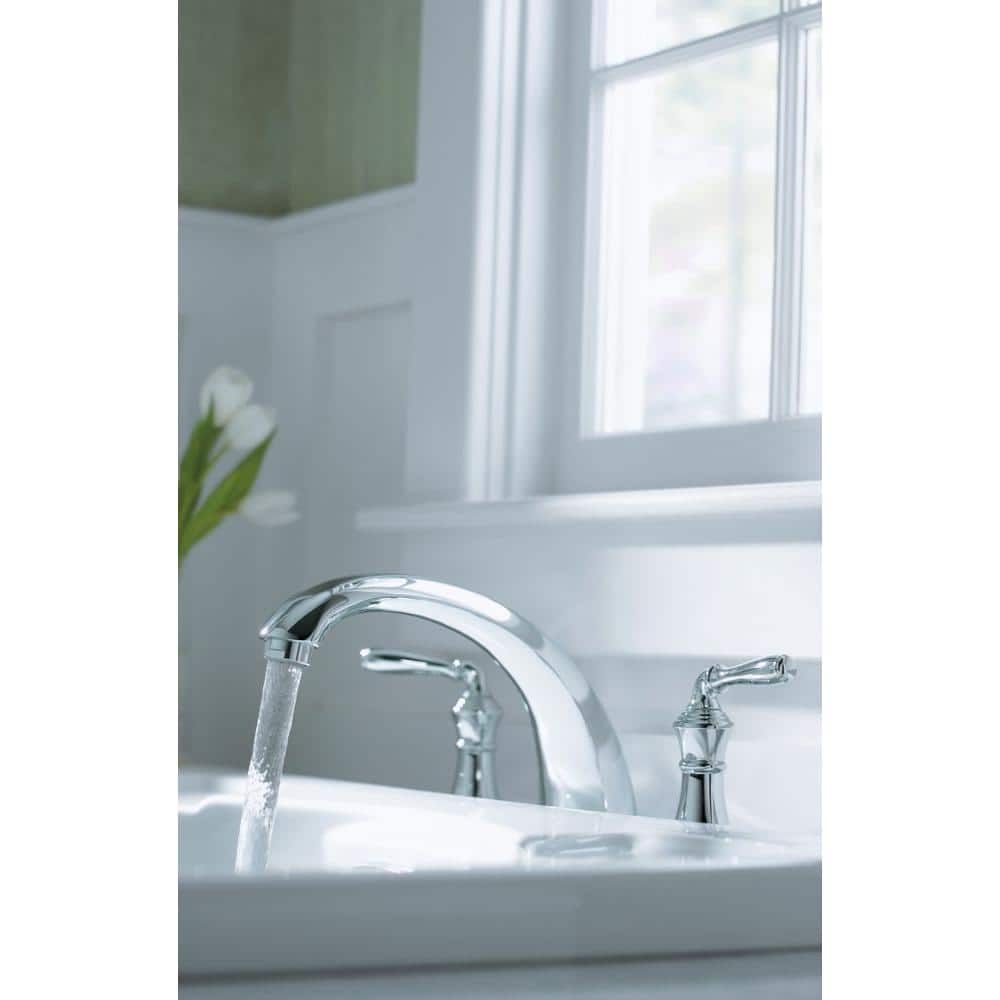 Devonshire Double Handle Chrome Deck-Mount Roman Tub Faucet