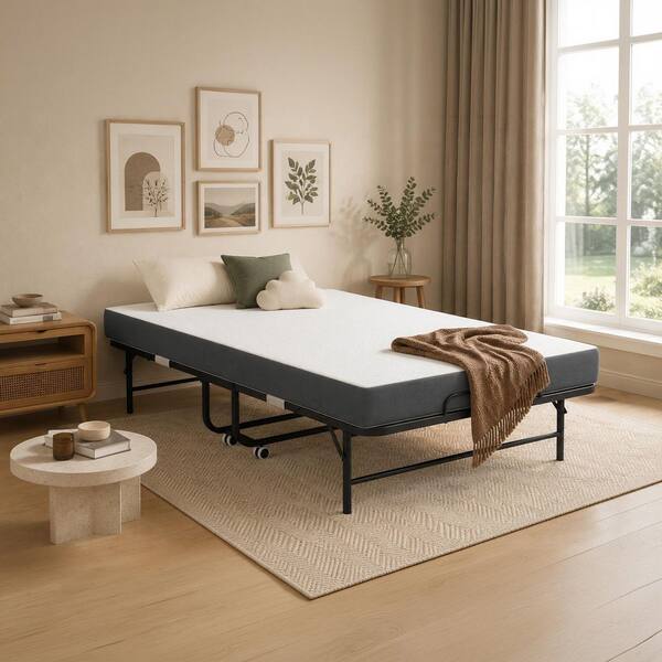 maocao hoom Black Twin Size Rollaway Bed, Heavy-Duty Folding Bed