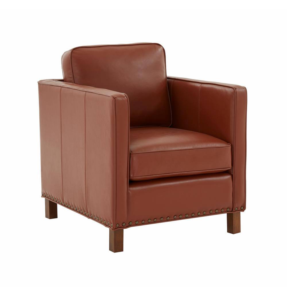 Cheshire Caramel Top Grain Leather Arm Chair with Nail Head Trim