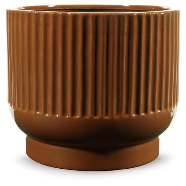 Signature DESIGN BY ASHLEY Avalyah 8 in. Brown Ceramic Cylinder Decorative Vase