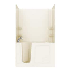Rampart 5 ft. Walk-in Air Bathtub with 4 in. Tile Easy Up Adhesive Wall Surround in Biscuit