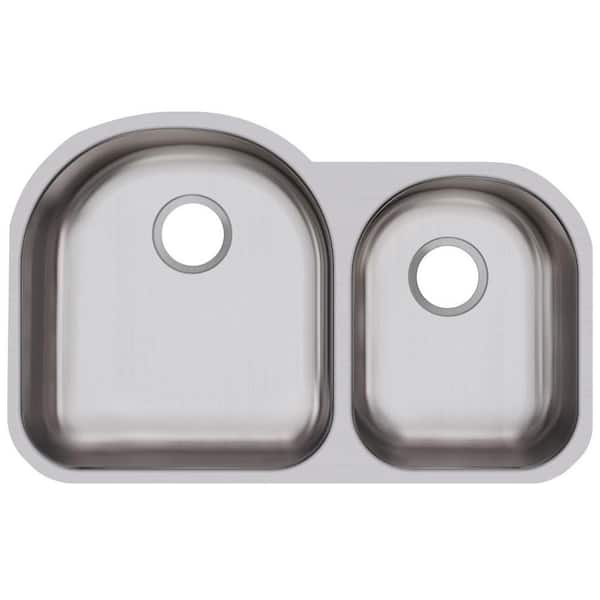 Elkay Dayton 31in. Undermount 2 Bowl 18 Gauge Radiant Satin Stainless Steel Sink Only and No Accessories
