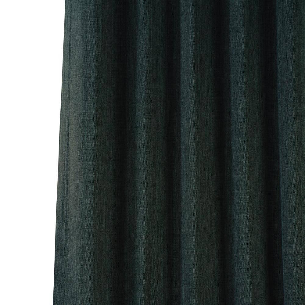 Focal Green Faux Linen Room Darkening Ground Length Drapes