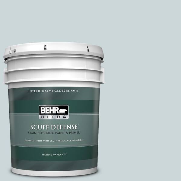 BEHR ULTRA 5 gal. #740E-2 Misty Surf Extra Durable Semi-Gloss Enamel Interior Paint & Primer