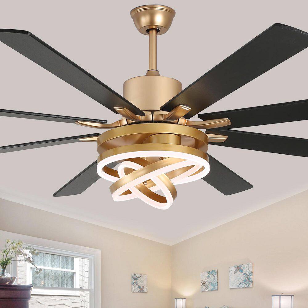 Maya 72 in.Indoor French Gold DIY Shape Dimmable Modern Ceiling Fan with LED Light, Reversible 6-Speed Ceiling w/ Remote price history on PriceWatchPro
