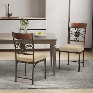 2-Piece Rectangle Brown Polyester Top Dining Room Set Set Seats 2