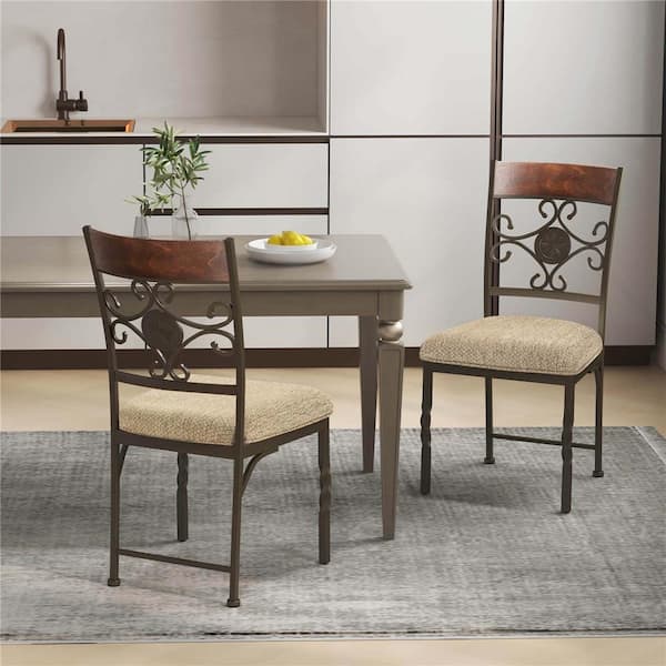 2-Piece Rectangle Brown Polyester Top Dining Room Set Seats 2