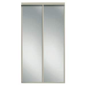60 in. x 81 in. Concord Brushed Nickel Aluminum Frame Mirrored Interior Sliding Closet Door