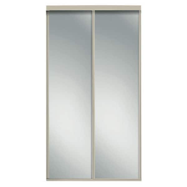 Contractors Wardrobe 96 in. x 96 in. Concord Brushed Nickel Aluminum Frame Mirrored Interior Sliding Closet Door