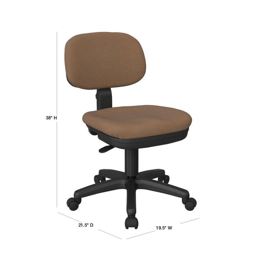 Taupe Fabric Swivel Armless Task Chair with Black Base