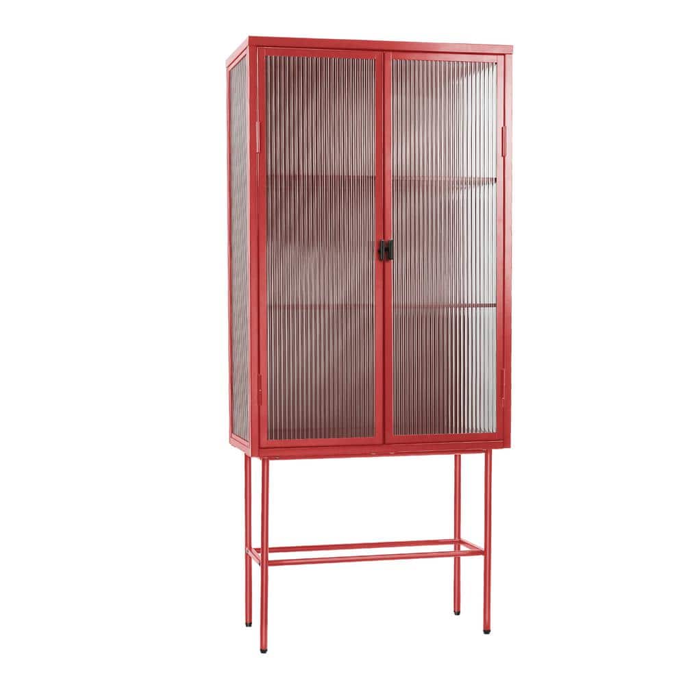 27.6 in. W x 12.6 in. D x 61.4 in. H Bathroom Red Linen Cabinet