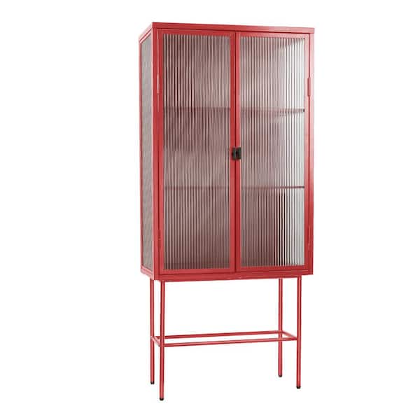 Unbranded 27.6 in. W x 12.6 in. D x 61.4 in. H Bathroom Red Linen Cabinet