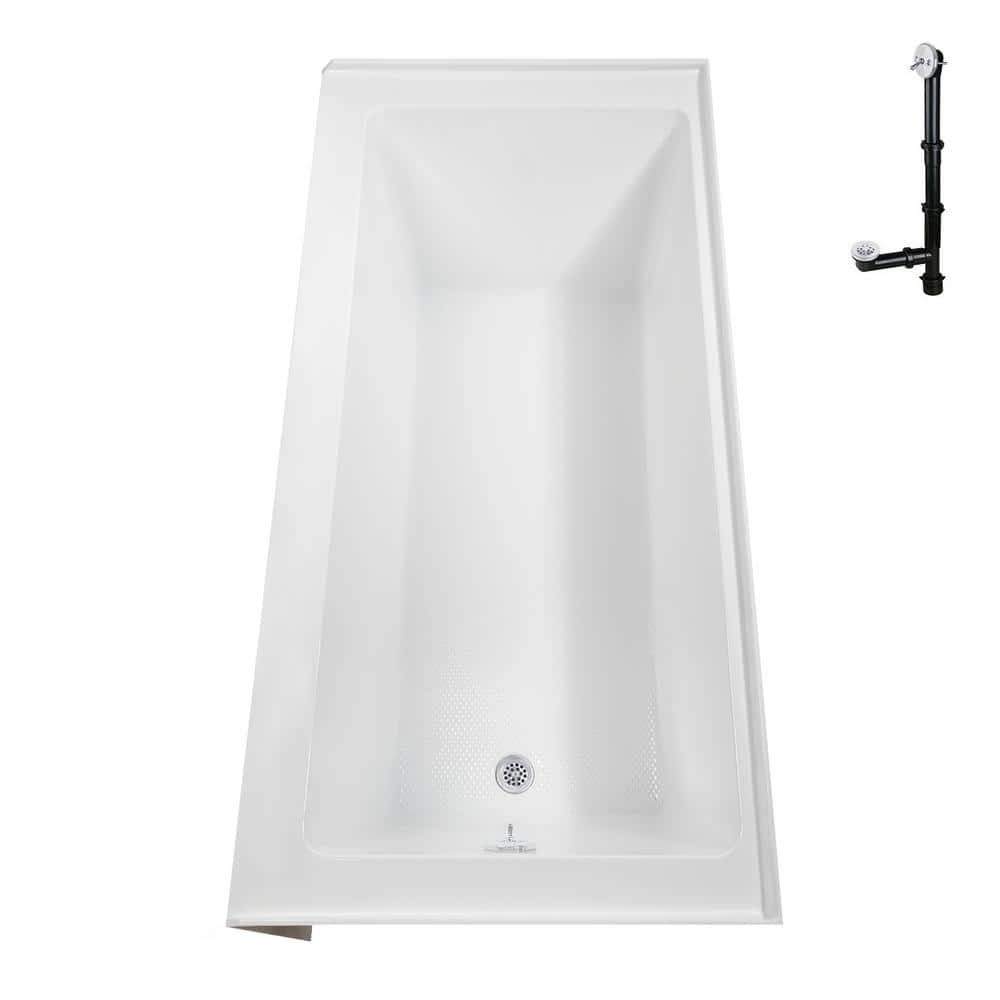60-Inch Glossy White Acrylic Right-Hand Drain Alcove Bathtub
