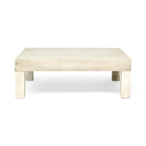 Noble House Kaena Light Gray Wash Square Wood Outdoor Coffee Table