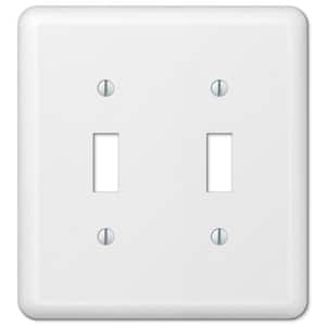 Declan 2 Gang Toggle Steel Wall Plate - White