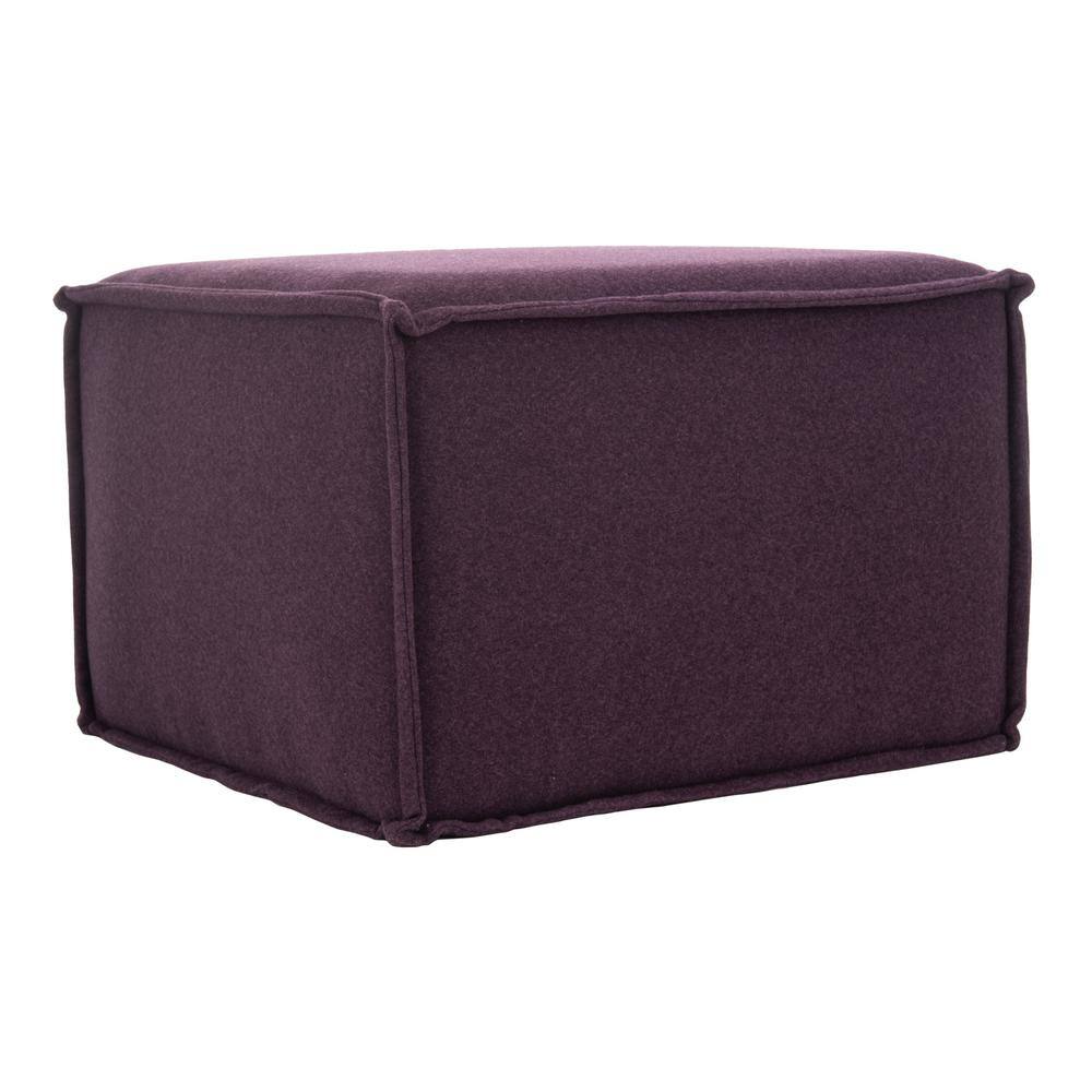 Plum Chic 25" Transitional Felted Wool Pouf Ottoman