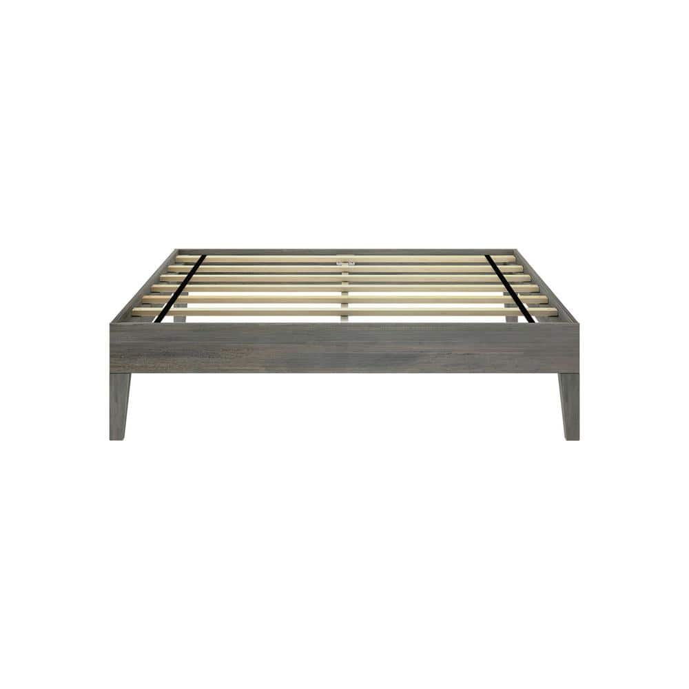 Full-Size Matte Pecan Pine Wood Platform Bed Frame