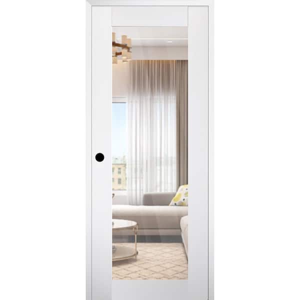 Smart Pro 207 DIY-Friendly 24 in. x 80 in. Clear Glass Right-Handed Polar White Composite Single Prehung Interior Door