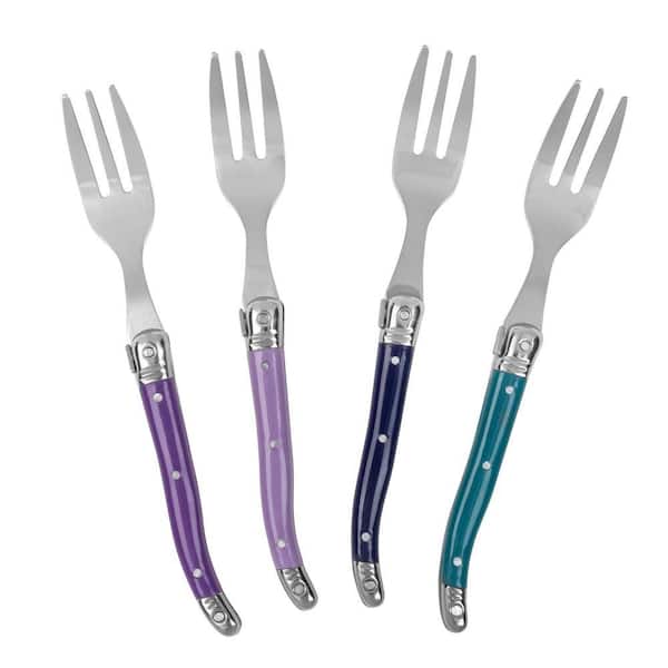 Set of 4 Laguiole Stainless-Steel Cake Forks Flatware Set -Plum Rose