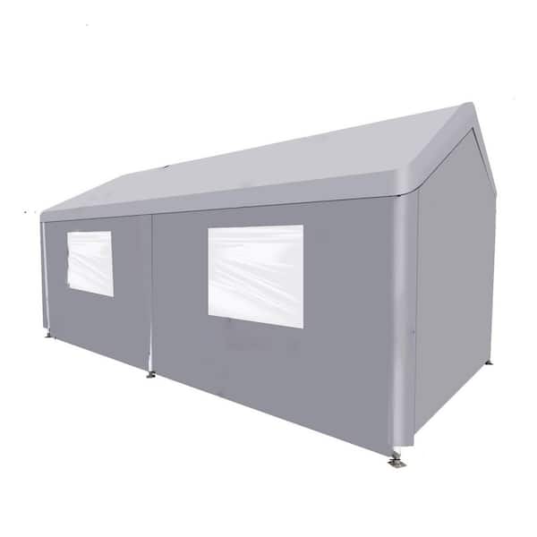 Unbranded 10 ft. W x 20 ft. D x 9 ft. H Gray Duty Portable Carport Garage Tent for Outdoor Storage Shelter