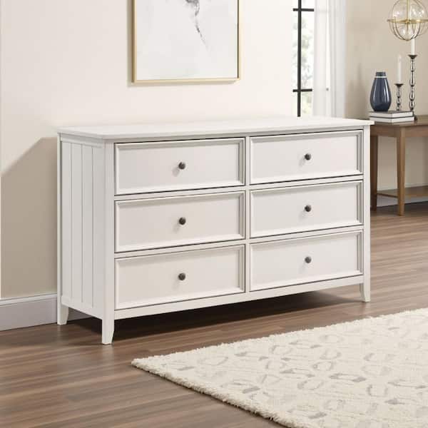 Benjara White 6-Drawers 18 in. Wide Chest of Drawers BM336321