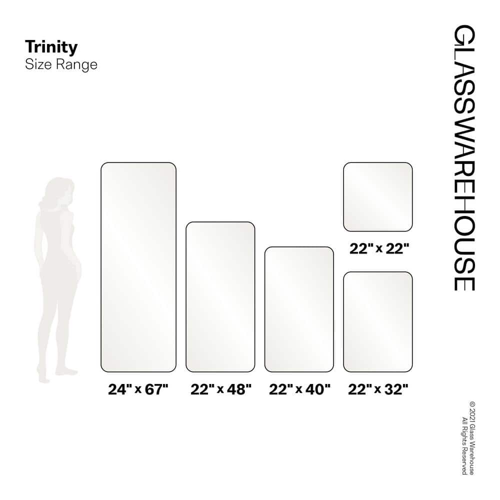 Trinity 32" x 22" Black Wood Full Length Rectangular Mirror