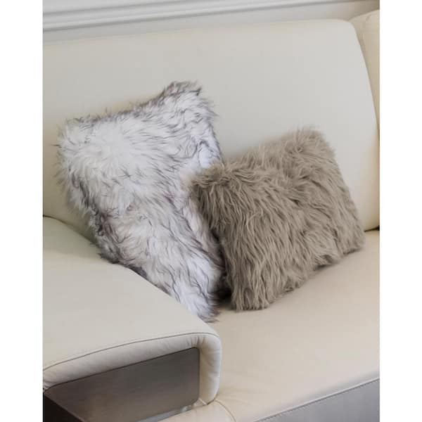 Luxe Faux Fur 676685041258 12 x 20 in. Belton Sheepskin Pillow - Denton Zebra Black & White - Pack of 2