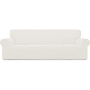 Stretch 4-Seater Sofa Slipcover 1-Piece Sofa Cover Furniture Protector Couch Soft with Elastic Bottom, Cream