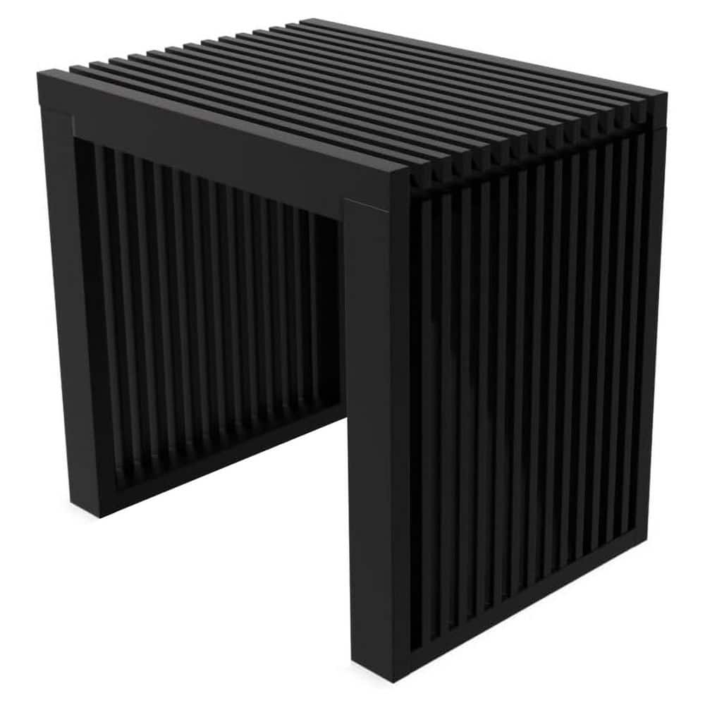 Phewnyzo Black Bamboo Wood Outdoor Entryway Dining Bench Small