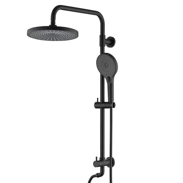 PROOX 3-Spray Round Wall Bar Shower Kit with Handheld Shower and Adjustable Slide Bar In Matte Black (Valve Not Included)