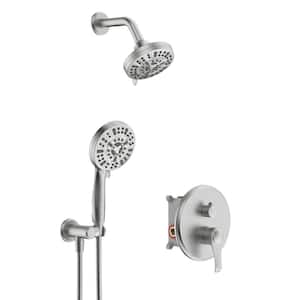 9-Spray Patterns with 5 in. Tub Wall Mount Dual Shower Heads With 1.8 GPM in Nickel(Valve Included)