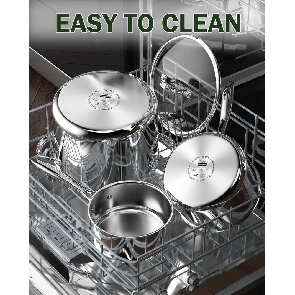 Cooks Standard Stainless Steel Saucepan Set 1.5 And 3 Quart, Multi-ply Clad Sauce Pot With Glass Lid, Silver