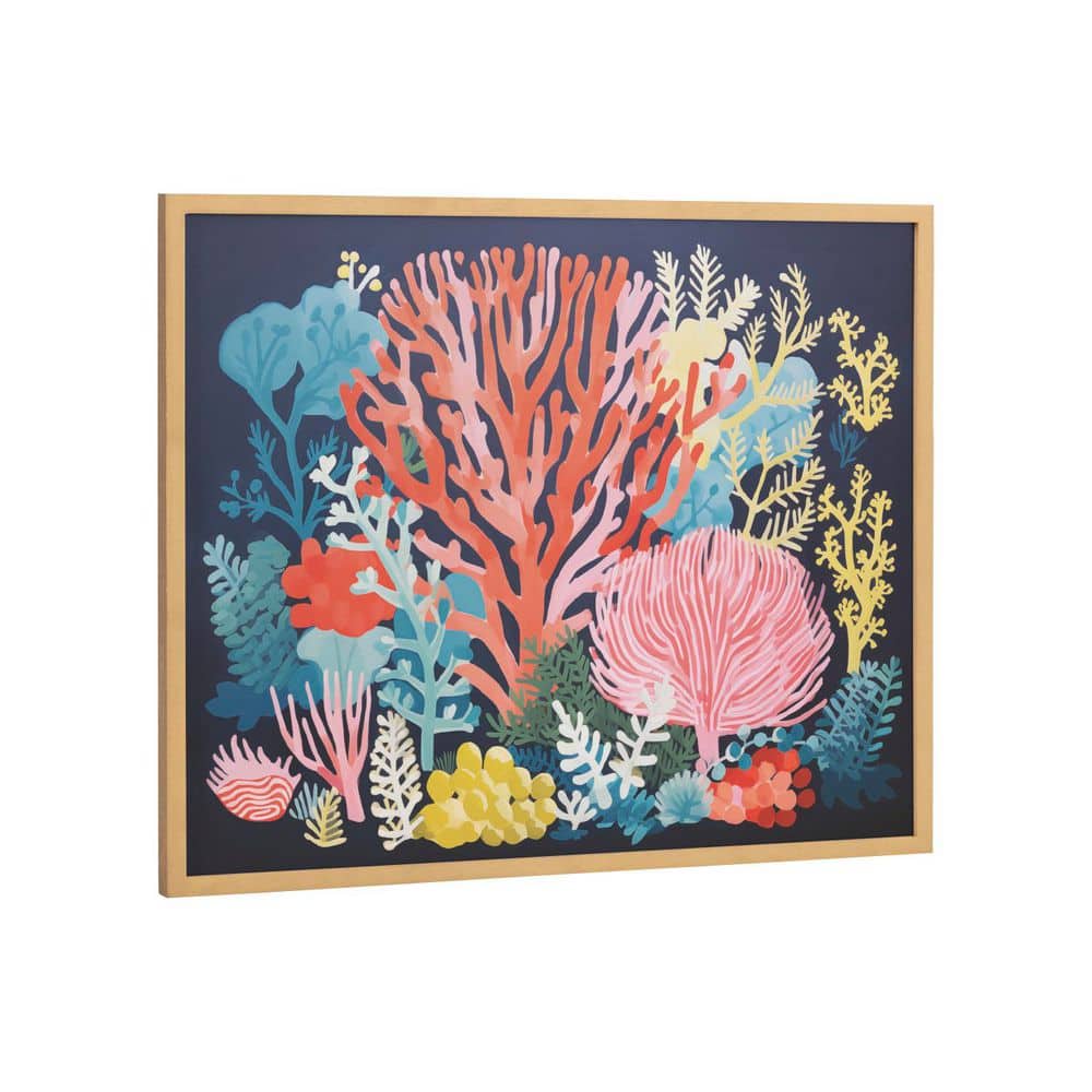 Bright Coral Underwater Ocean Print with Gold Frame, 20x16