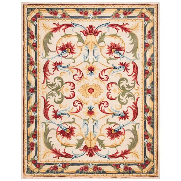Blossom 8 ft. x 10 ft. Ivory/Green Floral Oriental Area Rug