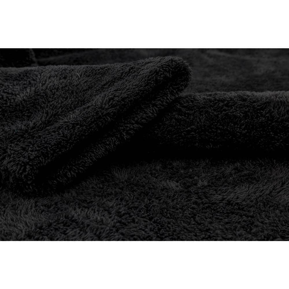 Luxurious Black Fleece Shawl Collar Bathrobe for Couples