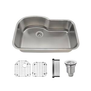 Undermount Stainless Steel 31-3/8 in. Single Bowl Kitchen Sink Kit