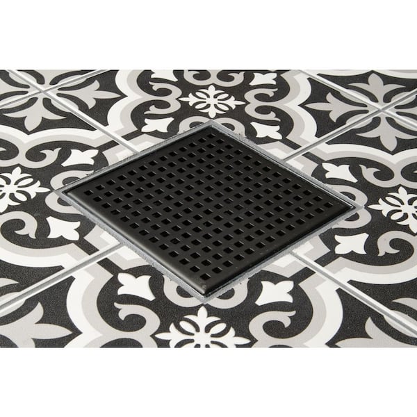 4 Tile-In Round Shower Drain in Matte Black