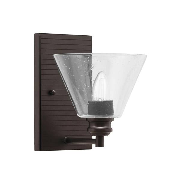 Unbranded Albany 1-Light Espresso Wall Sconce 7 in. Clear Bubble Glass