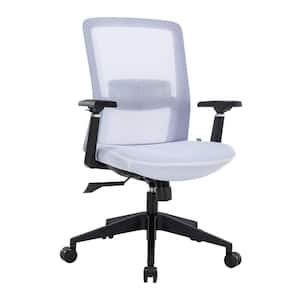 Ingram Modern Adjustable Height White Mesh Office Chair with Adjustable Armrests and White Seat Cover