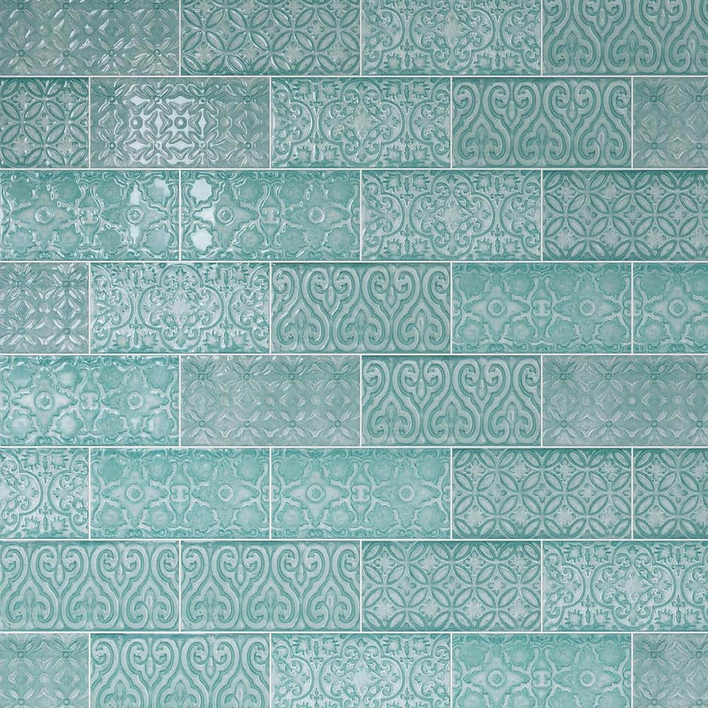 Mar Green Polished Ceramic Subway Wall Tile 5x10