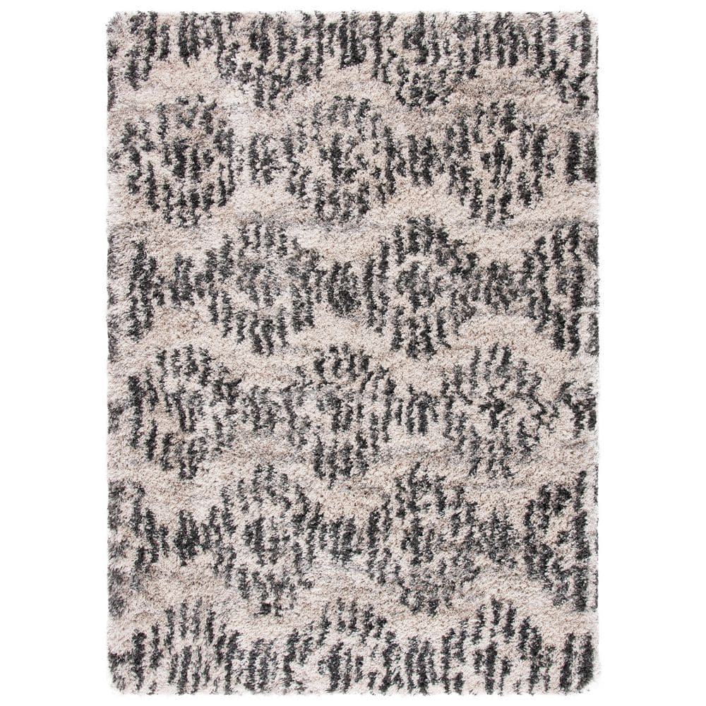 Iceland Shag 6 ft. x 9 ft. Cream/Gray Distressed Geometric Area Rug price history on PriceWatchPro