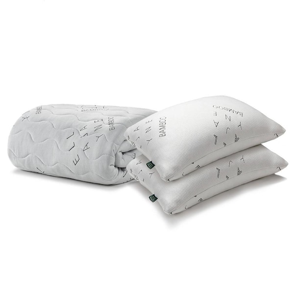 ELLA JAYNE 20 in. x 17 in. White King Size Super Cooling Machine washable Mattress Toppers