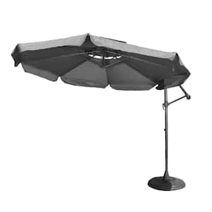 9.5 ft. Iron Cantilever Sun Canopy Patio Umbrella, for Garden Outdoor in Gray