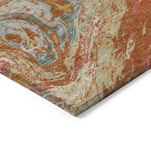 Chantille Machine Washable Indoor/Outdoor Abstract ACN1061 Paprika 5 ft. x 7 ft. 6 in. Area Rug