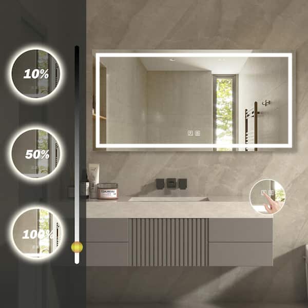 HOMLUX 40 in. W x 40 in. H Round Frameless LED Light with 3-Color and Anti- Fog Wall Mounted Bathroom Vanity Mirror A6DA004D5E - The Home Depot