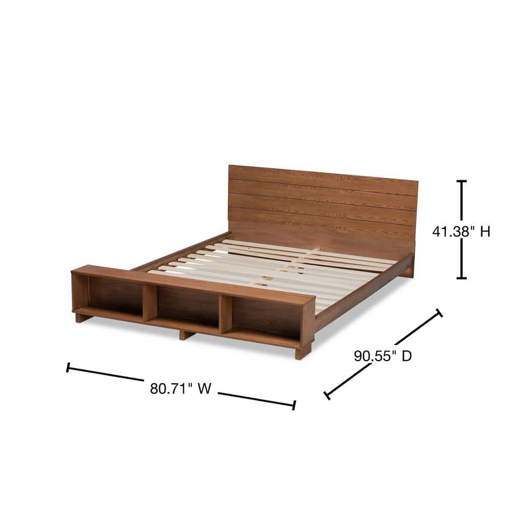 Regina Ash Walnut Brown King Wood Storage Bed with Headboard