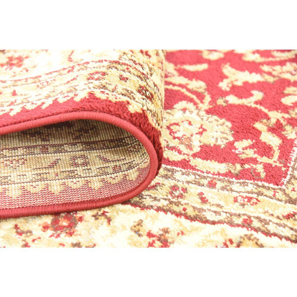Red and Gold Rectangular Floral Synthetic Area Rug 4' x 6'